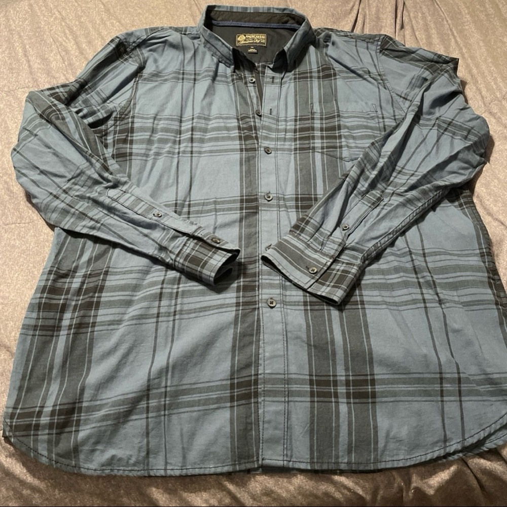 American Rag blue and Black Plaid long sleeve button down 2 xl